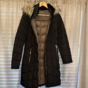 Calvin Klein hooded Faux-Fur-Trim Puffer Coat / XSmall